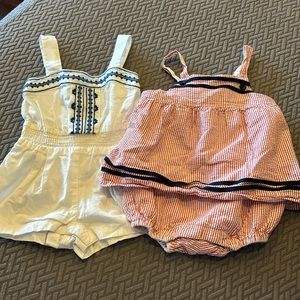 Set of 2 Janie and Jack Rompers. Size 3-6 months.